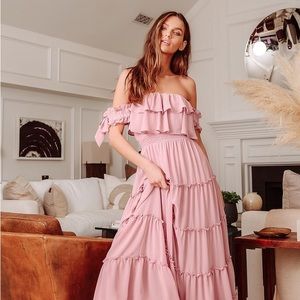 lulu’s - chance for us off the shoulder ruffled maxi dress